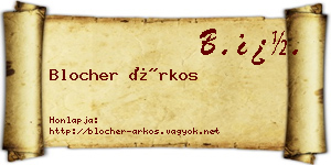 Blocher Árkos névjegykártya